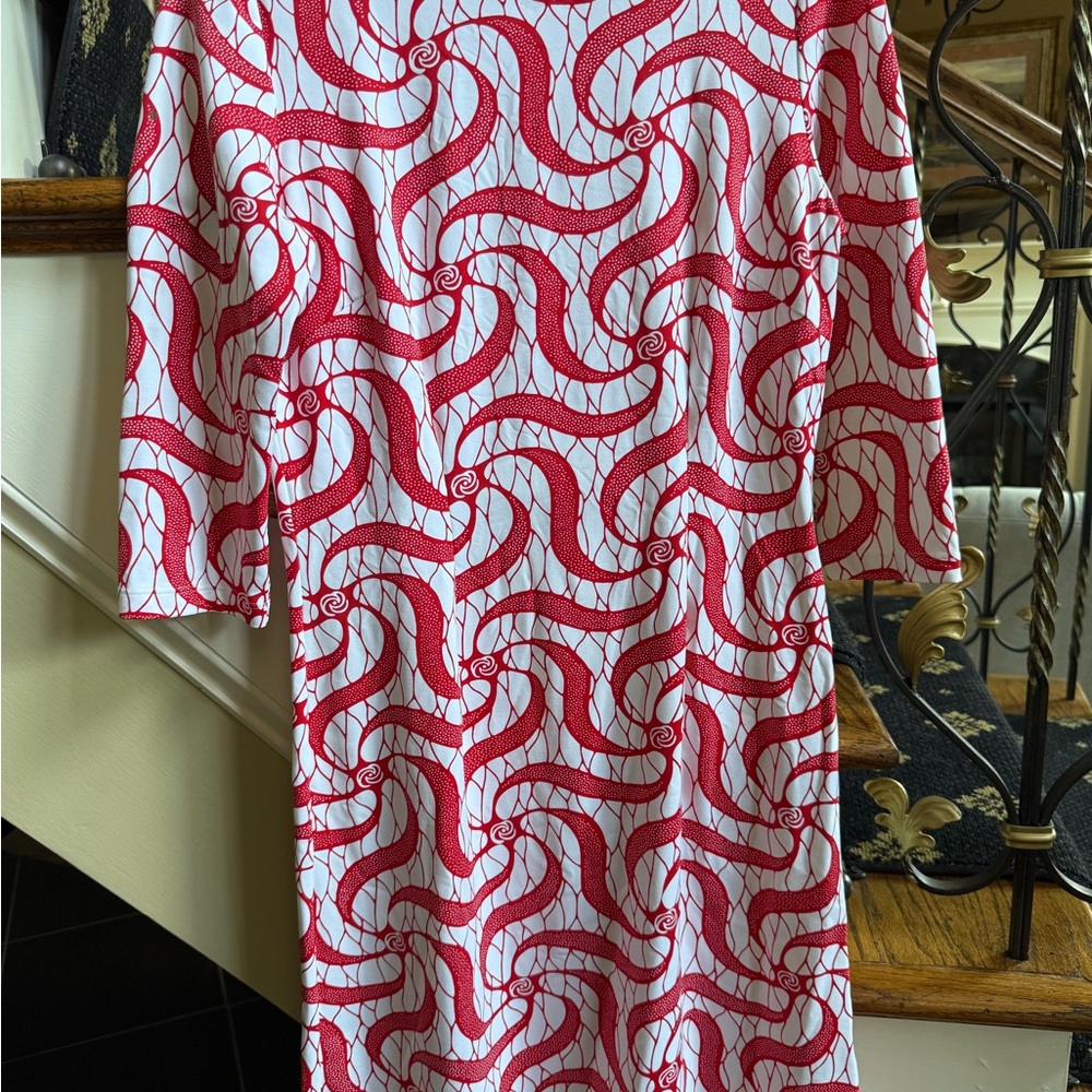 J. McLaughlin Red and White Swirl Print Dress - Picture 3 of 8